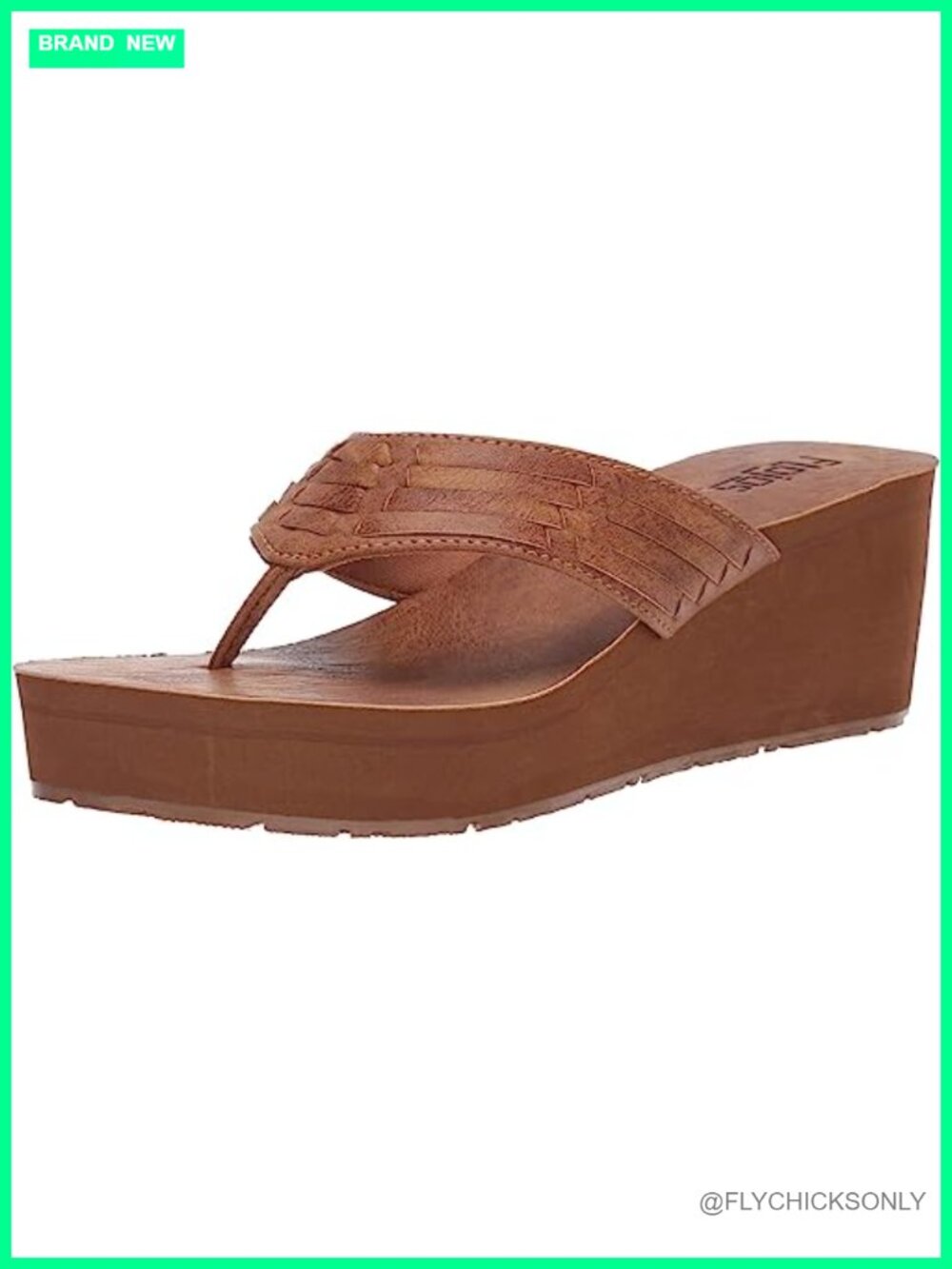 Flojos Jess Women's Wedge Flip-Flop Sandal Vegan Faux Leather 3 Inch Casual